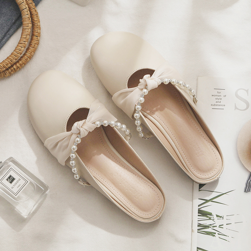 Sheepskin Closed-Toe Half Slippers for Women - 2025 Spring/Summer Lazy Fairy Style Flat Outdoor Footwear Sheepskin Closed-Toe Half Slippers for Women - 2025 Spring/Summer Lazy Fairy Style Flat Outdoor Footwear