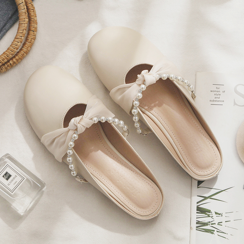 Sheepskin Closed-Toe Half Slippers for Women - 2025 Spring/Summer Lazy Fairy Style Flat Outdoor Footwear Sheepskin Closed-Toe Half Slippers for Women - 2025 Spring/Summer Lazy Fairy Style Flat Outdoor Footwear