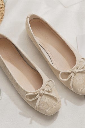 Sheepskin Evening Ballet Flats for Women, Shallow Mouth French Style Red Flats Perfect with Skirts, Elegant and Comfortable Footwear