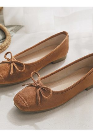 Sheepskin Evening Ballet Flats for Women, Shallow Mouth French Style Red Flats Perfect with Skirts, Elegant and Comfortable Footwear