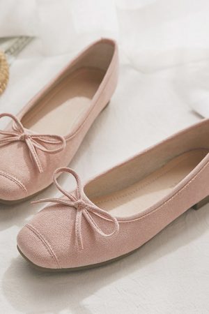 Sheepskin Evening Ballet Flats for Women, Shallow Mouth French Style Red Flats Perfect with Skirts, Elegant and Comfortable Footwear