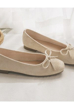 Sheepskin Evening Ballet Flats for Women, Shallow Mouth French Style Red Flats Perfect with Skirts, Elegant and Comfortable Footwear