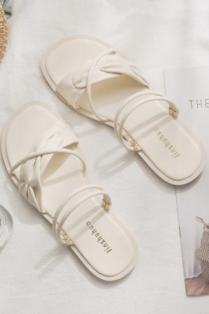 Sheepskin Evening Shoes for Women - Gentle Fairy Style Versatile Sandals for Skirts - Exquisite French Design Summer 2024