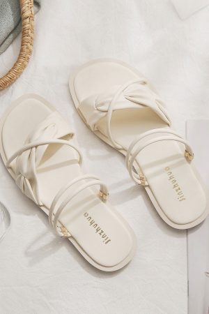 Sheepskin Evening Shoes for Women - Gentle Fairy Style Versatile Sandals for Skirts - Exquisite French Design Summer 2024