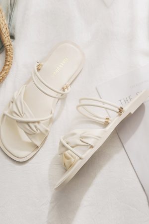 Sheepskin Evening Shoes for Women - Gentle Fairy Style Versatile Sandals for Skirts - Exquisite French Design Summer 2024