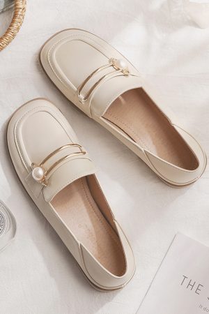 Sheepskin Flat Shoes for Women - 2025 Spring Autumn Evening Style - French Single Shoes for Skirts - Chic & Comfortable Fashion Footwear