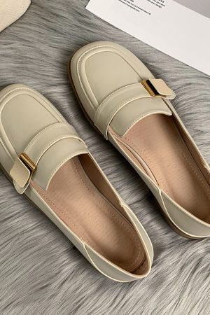 Sheepskin Flat Shoes for Women - 2025 Spring Autumn Evening Style - French Single Shoes for Skirts - Chic & Comfortable Fashion Footwear