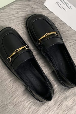 Sheepskin Flat Shoes for Women - 2025 Spring Autumn Evening Style - French Single Shoes for Skirts - Chic & Comfortable Fashion Footwear