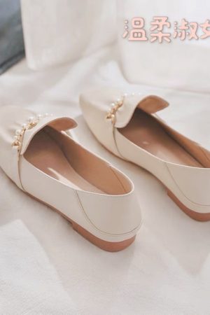 Sheepskin Gentle Evening Wind Style Skirt & Flat Fairy Shoes - Two-Way French Temperament for Spring & Autumn Fashion