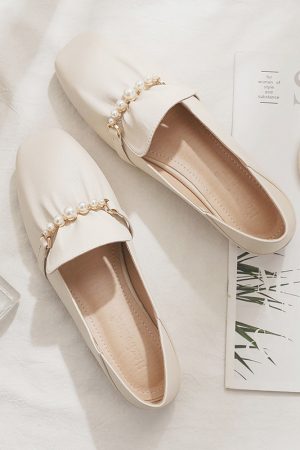 Sheepskin Gentle Evening Wind Style Skirt & Flat Fairy Shoes - Two-Way French Temperament for Spring & Autumn Fashion