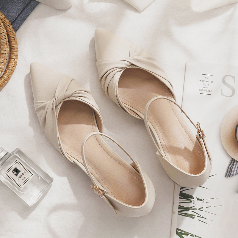 Sheepskin Mary Jane Shoes - Pointed Toe Chunky Heel Closed-Toe Sandals for Women - Fairy Style Spring 2025 Summer Footwear Sheepskin Mary Jane Shoes - Pointed Toe Chunky Heel Closed-Toe Sandals for Women - Fairy Style Spring 2025 Summer Footwear