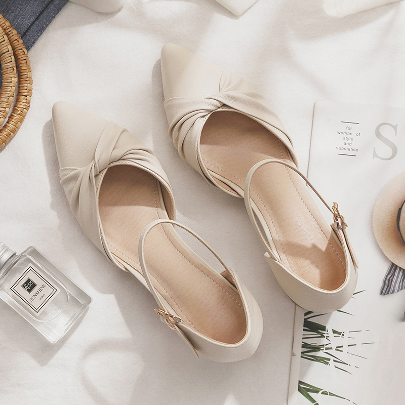 Sheepskin Mary Jane Shoes - Pointed Toe Chunky Heel Closed-Toe Sandals for Women - Fairy Style Spring 2025 Summer Footwear Sheepskin Mary Jane Shoes - Pointed Toe Chunky Heel Closed-Toe Sandals for Women - Fairy Style Spring 2025 Summer Footwear