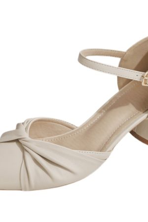 Sheepskin Mary Jane Shoes - Pointed Toe Chunky Heel Closed-Toe Sandals for Women - Fairy Style Spring 2025 Summer Footwear