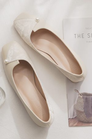 Sheepskin National Style Mary Jane Women's Shoes - Elegant Evening Flats for Skirts, French Fairy Qipao Inspired Design