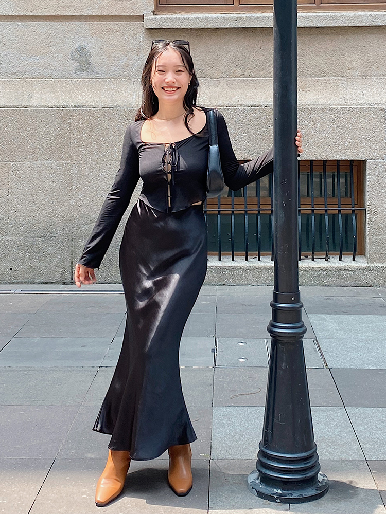 Sheer Black Long-Sleeve Cardigan - Sexy Slim-Fit Hollow-Out Design for 90s Y2K Style Fashion Sheer Black Long-Sleeve Cardigan - Sexy Slim-Fit Hollow-Out Design for 90s Y2K Style Fashion