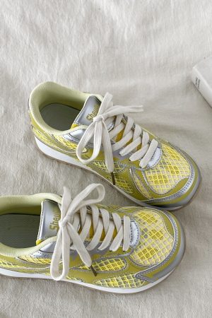 Silver Mesh Breathable Sports Shoes for Women - Lightweight Casual Dad Sneakers for Summer, Perfect for Small Feet