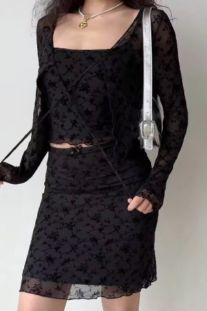 Slim-Fit Black Cardigan with Camisole & High-Waisted Mini Skirt Set â€“ European & American Style Women's Fashion Ensemble