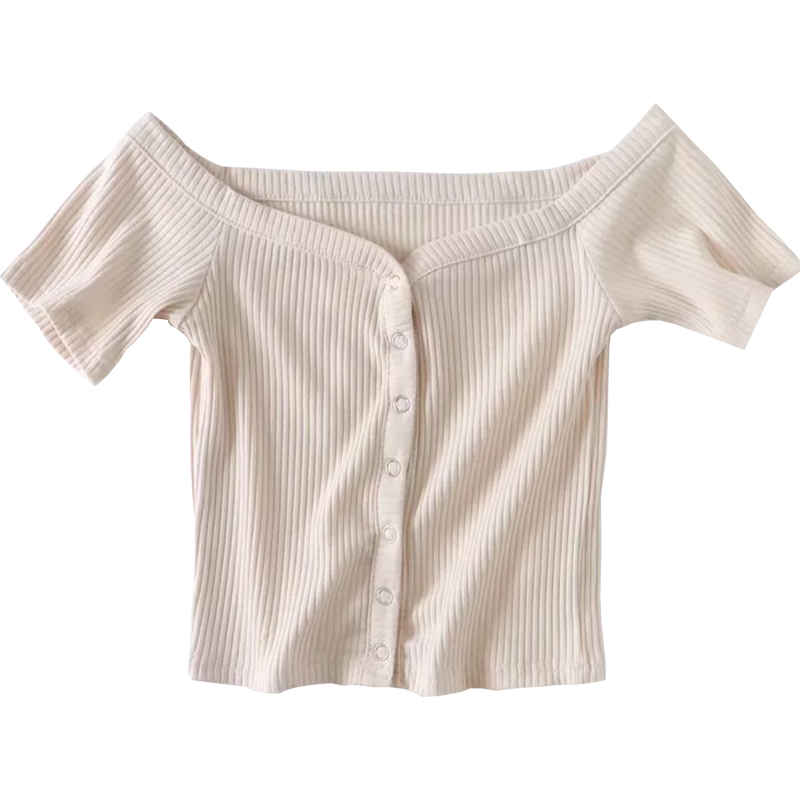 Slim Fit One-Shoulder Ribbed Crop Top T-Shirt for Women - European American Style, Short Sleeve, High Waist, Stretchy Fashion Top Slim Fit One-Shoulder Ribbed Crop Top T-Shirt for Women - European American Style, Short Sleeve, High Waist, Stretchy Fashion Top