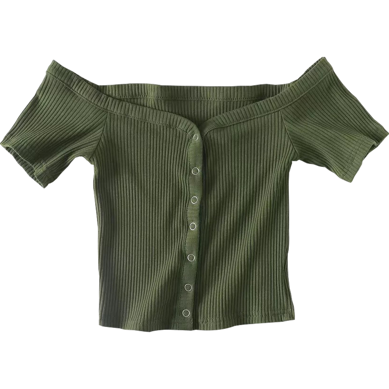 Slim Fit One-Shoulder Ribbed Crop Top T-Shirt for Women - European American Style, Short Sleeve, High Waist, Stretchy Fashion Top Slim Fit One-Shoulder Ribbed Crop Top T-Shirt for Women - European American Style, Short Sleeve, High Waist, Stretchy Fashion Top