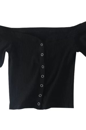 Slim Fit One-Shoulder Ribbed Crop Top T-Shirt for Women - European American Style, Short Sleeve, High Waist, Stretchy Fashion Top