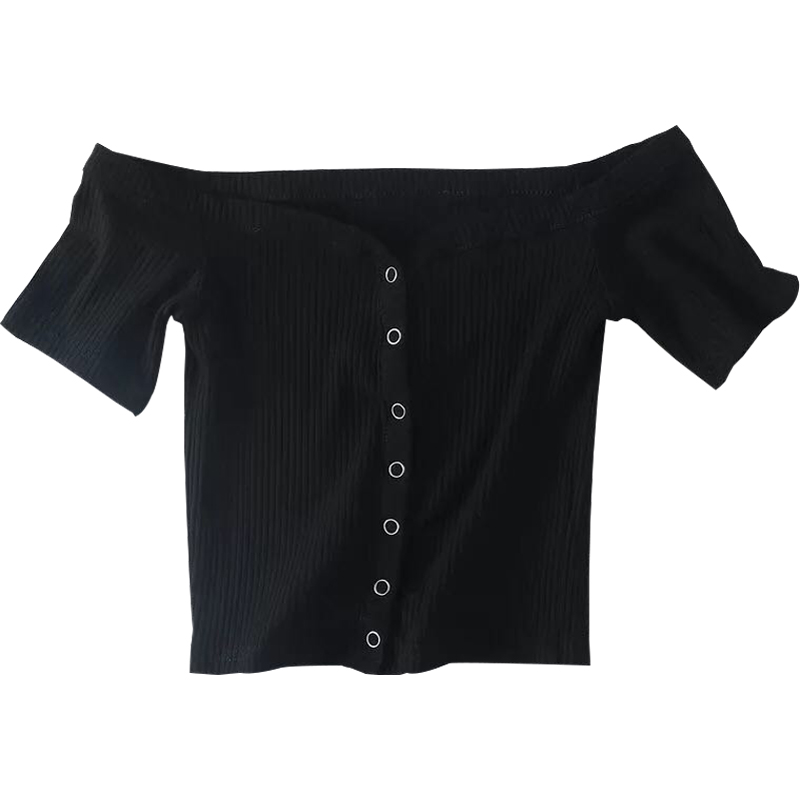 Slim Fit One-Shoulder Ribbed Crop Top T-Shirt for Women - European American Style, Short Sleeve, High Waist, Stretchy Fashion Top Slim Fit One-Shoulder Ribbed Crop Top T-Shirt for Women - European American Style, Short Sleeve, High Waist, Stretchy Fashion Top