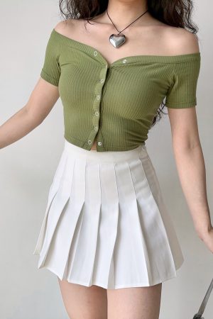 Slim Fit One-Shoulder Ribbed Crop Top T-Shirt for Women - European American Style, Short Sleeve, High Waist, Stretchy Fashion Top