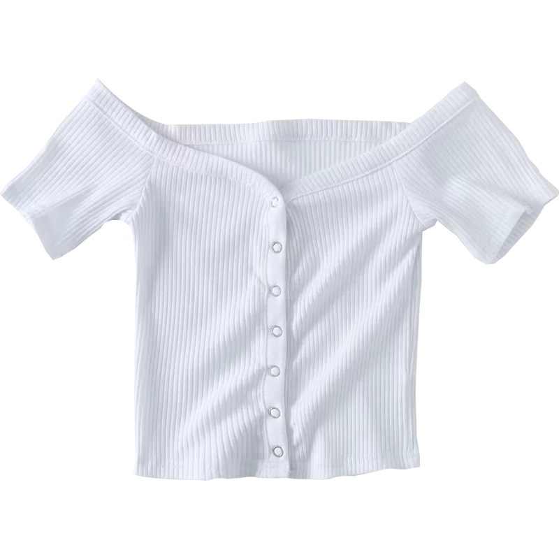 Slim Fit One-Shoulder Ribbed Crop Top T-Shirt for Women - European American Style, Short Sleeve, High Waist, Stretchy Fashion Top Slim Fit One-Shoulder Ribbed Crop Top T-Shirt for Women - European American Style, Short Sleeve, High Waist, Stretchy Fashion Top