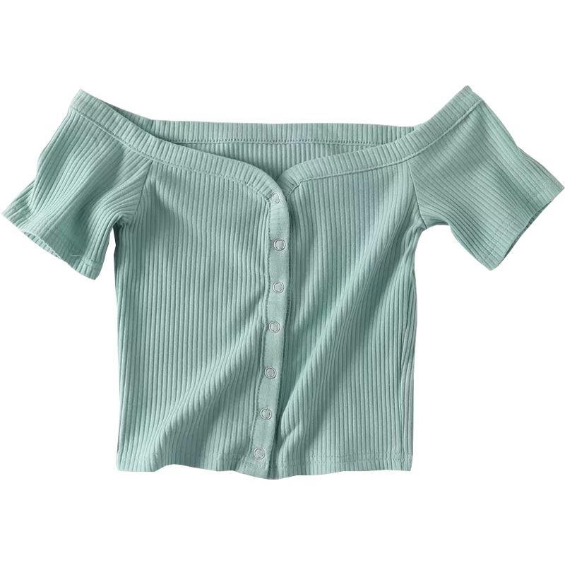 Slim Fit One-Shoulder Ribbed Crop Top T-Shirt for Women - European American Style, Short Sleeve, High Waist, Stretchy Fashion Top Slim Fit One-Shoulder Ribbed Crop Top T-Shirt for Women - European American Style, Short Sleeve, High Waist, Stretchy Fashion Top