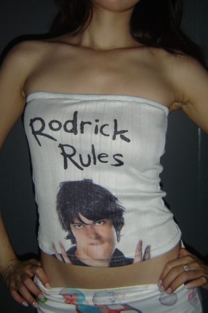 Slim Fit Strapless Crop Top - 2025 Summer American Vintage Portrait Print, Y2K Style, Trendy Summer Fashion