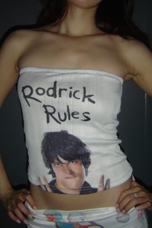 Slim Fit Strapless Crop Top - 2025 Summer American Vintage Portrait Print, Y2K Style, Trendy Summer Fashion