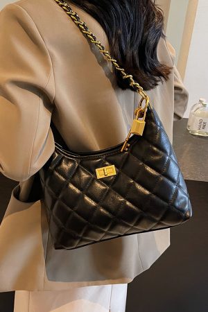 Small Diamond Quilted Chain Shoulder Bag - 2025 Autumn Minimalist Crossbody with Large Capacity, Versatile Square Design