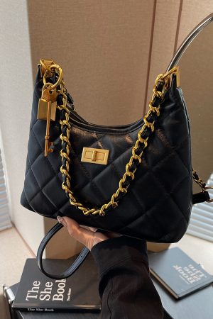 Small Diamond Quilted Chain Shoulder Bag - 2025 Autumn Minimalist Crossbody with Large Capacity, Versatile Square Design