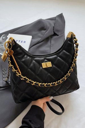 Small Diamond Quilted Chain Shoulder Bag - 2025 Autumn Minimalist Crossbody with Large Capacity, Versatile Square Design