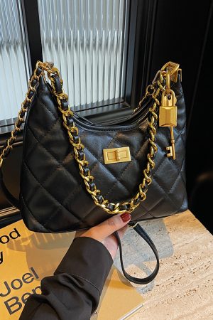 Small Diamond Quilted Chain Shoulder Bag - 2025 Autumn Minimalist Crossbody with Large Capacity, Versatile Square Design