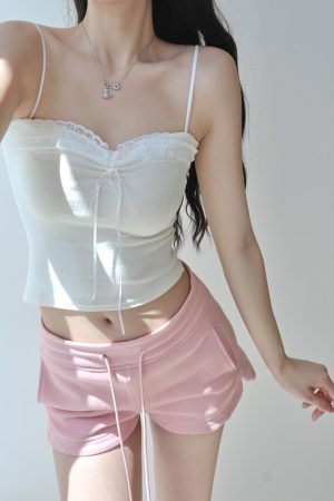 Soft Lace Camisole Top for Women - Sweet Elastic Slimming Fairy Vest - Gentle and Comfortable - Perfect for Y2K and Korean Style Fashion