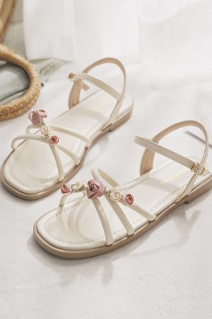 Soft Sheepskin Fairy Style Sandals for Women - Beautiful Summer Outdoor Footwear for Skirts, 2025 Fashion Trend