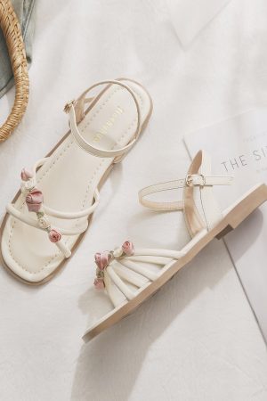 Soft Sheepskin Fairy Style Sandals for Women - Beautiful Summer Outdoor Footwear for Skirts, 2025 Fashion Trend
