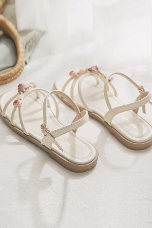 Soft Sheepskin Fairy Style Sandals for Women - Beautiful Summer Outdoor Footwear for Skirts, 2025 Fashion Trend