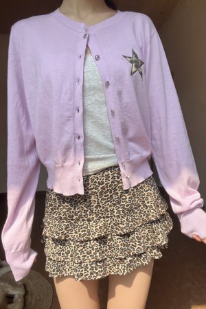 Solid Color Star Embroidery Short Cardigan - Versatile Sun Protection Layer for Spring - Trendy Lazy Style