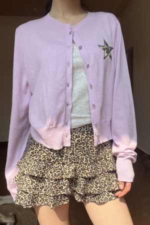 Solid Color Star Embroidery Short Cardigan - Versatile Sun Protection Layer for Spring - Trendy Lazy Style