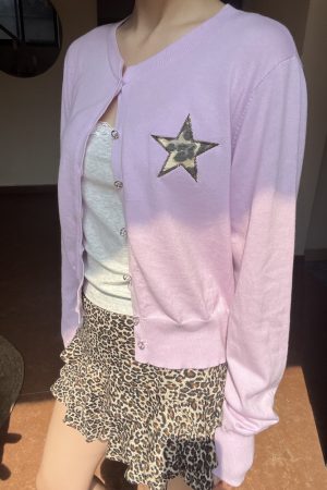 Solid Color Star Embroidery Short Cardigan - Versatile Sun Protection Layer for Spring - Trendy Lazy Style