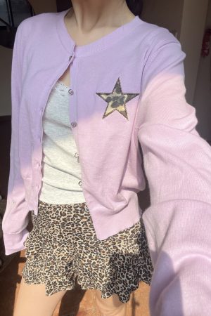 Solid Color Star Embroidery Short Cardigan - Versatile Sun Protection Layer for Spring - Trendy Lazy Style