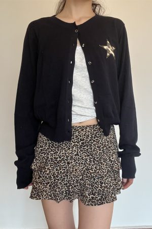 Solid Color Star Embroidery Short Cardigan for Spring | Versatile Sun Protection Layering Piece