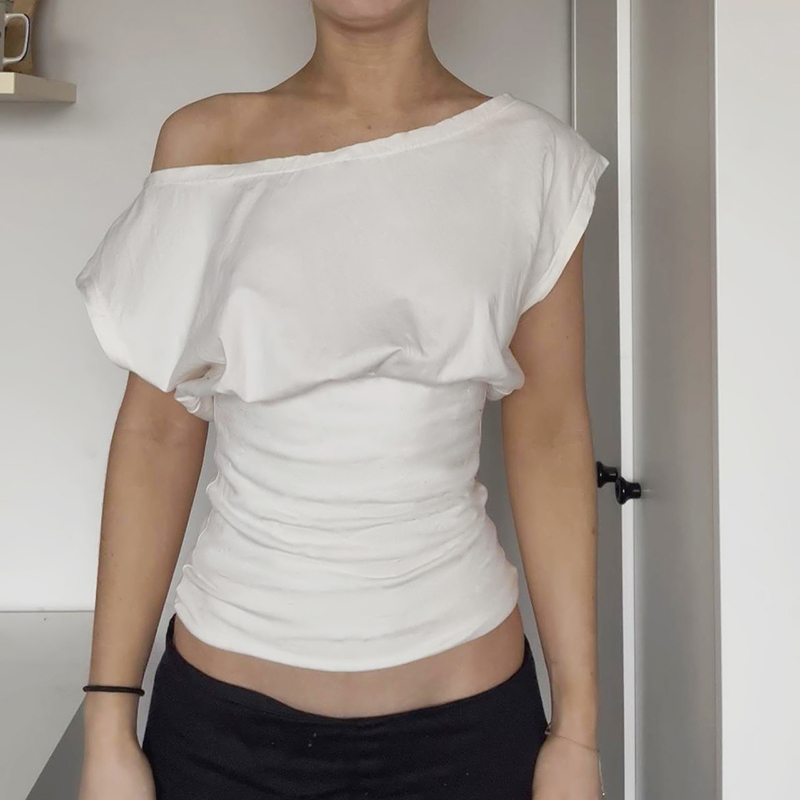 Solid Color Versatile Round Neck Pullover Short Sleeve T-Shirt for Women with Loose Waist Design - Slimming Fit, Casual Essential Solid Color Versatile Round Neck Pullover Short Sleeve T-Shirt for Women with Loose Waist Design - Slimming Fit, Casual Essential