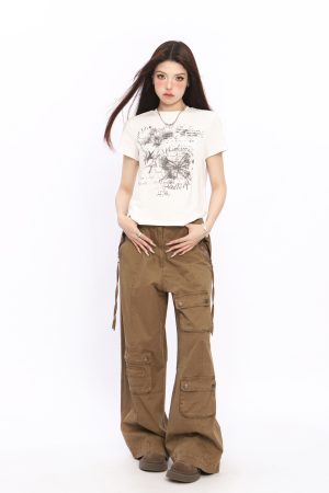 Spicy Girl Butterfly Design Cropped T-Shirt - American Style Short Sleeve Slim Fit Top for Women - Summer 2024 Fashion