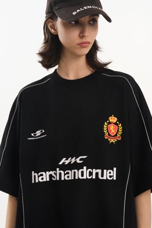 Spliced Typography Printed Football Club Training Short Sleeve T-Shirt - Casual Streetwear, Perfect for Sports and Everyday Wear