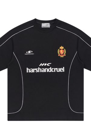 Spliced Typography Printed Football Club Training Short Sleeve T-Shirt - Casual Streetwear, Perfect for Sports and Everyday Wear