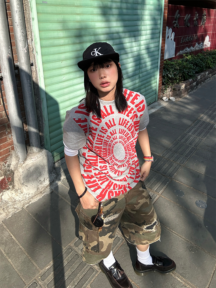 Spring 2025 American Letter Print Short Sleeve T-Shirt for Men and Women - Loose Casual Basic Top, Unisex Fashion Essential Spring 2025 American Letter Print Short Sleeve T-Shirt for Men and Women - Loose Casual Basic Top, Unisex Fashion Essential