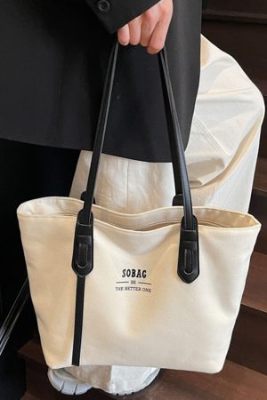 Spring 2025 Casual Large-Capacity Canvas Tote Bag for Women, Versatile Student Commuter Shoulder Bag