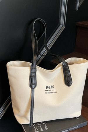 Spring 2025 Casual Large-Capacity Canvas Tote Bag for Women, Versatile Student Commuter Shoulder Bag